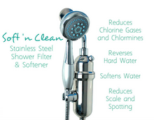 Load image into Gallery viewer, Soft &#39;N Clean 5-Stage Stainless Steel Shower Filter and Softener
