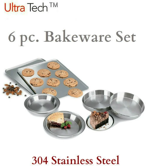 6 Piece Ultra Tech II Surgical Stainless Steel Bakeware Set