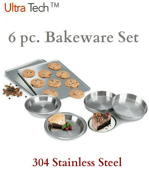 6 Piece Surgical Stainless Steel Bakeware Set