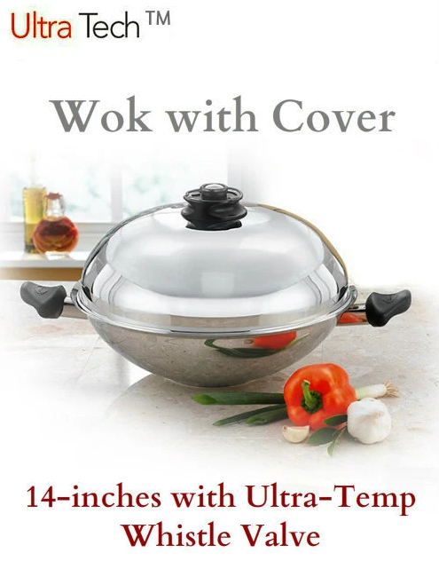 Ultra Tech Wok with Cover w/ Temperature Control Whistle Valve